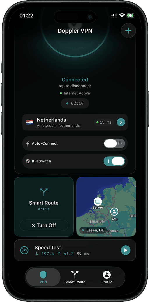 Doppler VPN on iPhone — Protected